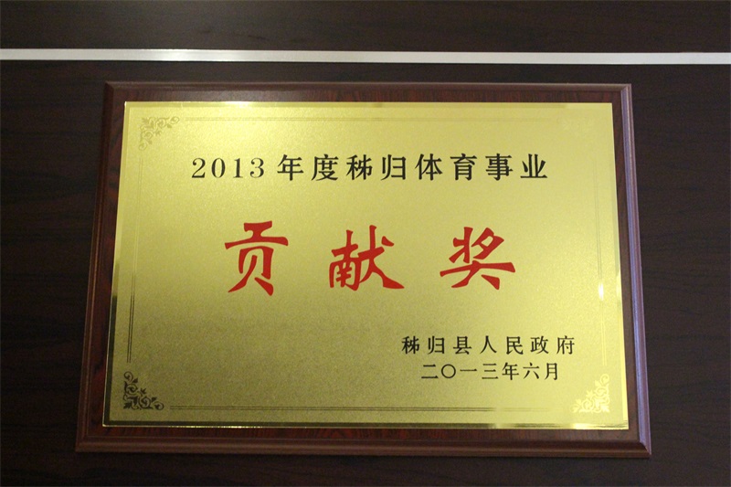 2013年度秭归体育事业贡献奖